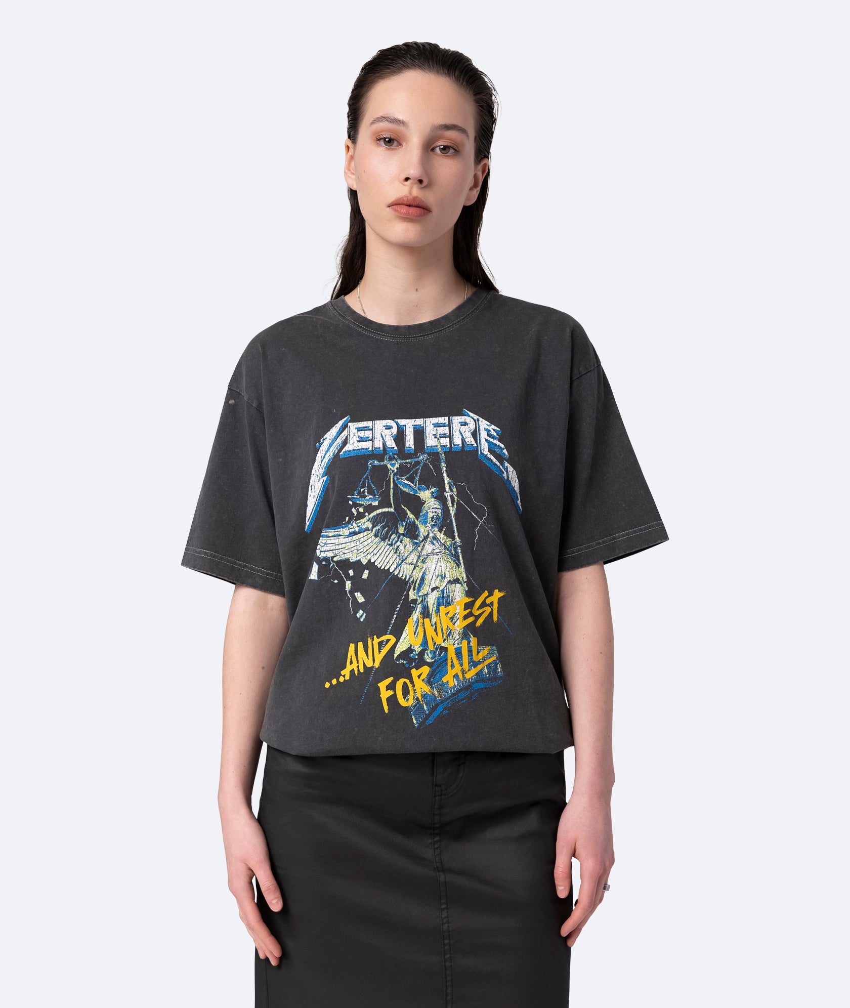 JUSTICE T-SHIRT - WASHED BLACK