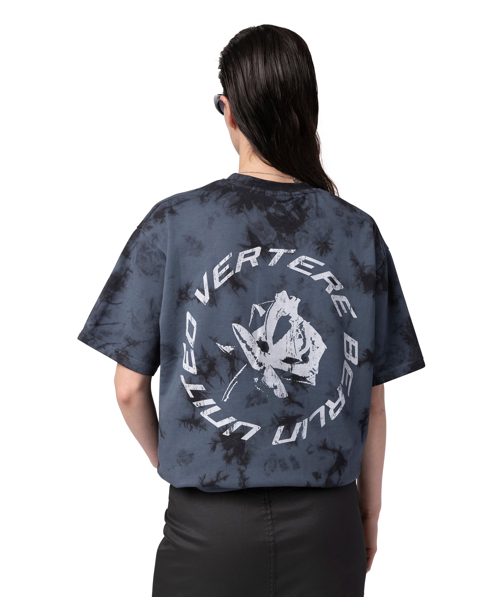 DISTRESSED ROSE T-SHIRT - NAVY