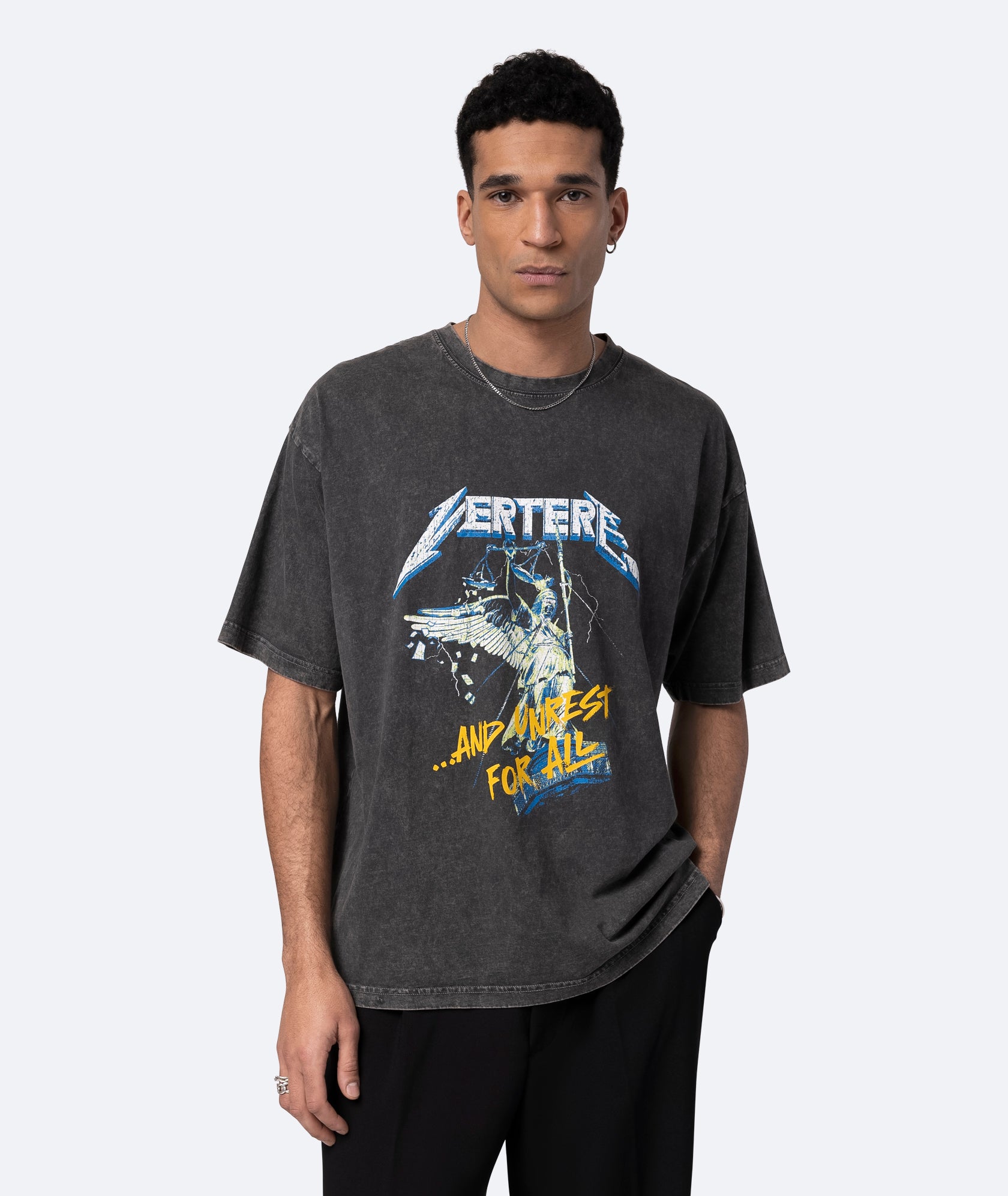 JUSTICE T-SHIRT - WASHED BLACK